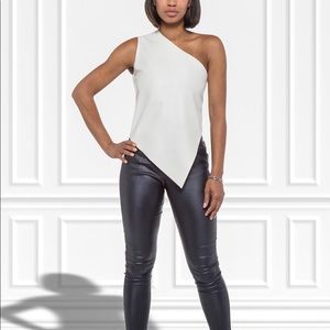 The Paper Trail White Faux Leather Top